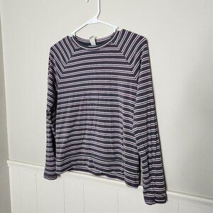 ATHLETA GIRL Purple Ribbed Stripe Long Sleeve